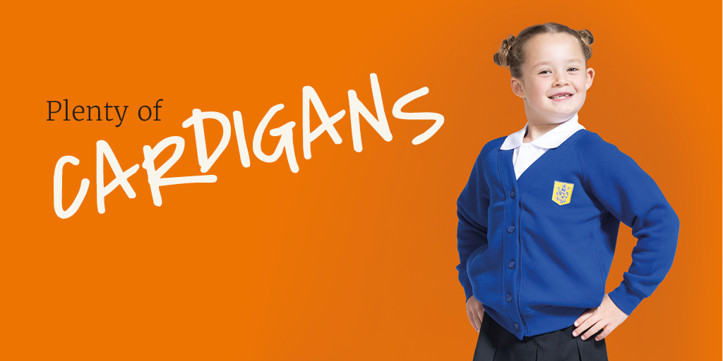 For long-lasting schoolwear, we supply Woodbank Sweats in cardigan style, sizes 2/3 years to medium and 18 colours. We can embroider or print in 2 working days. Every One+All garment is backed up by our sustainability story.  #schoolwear #sustainability #schoolcardigans #bcorp