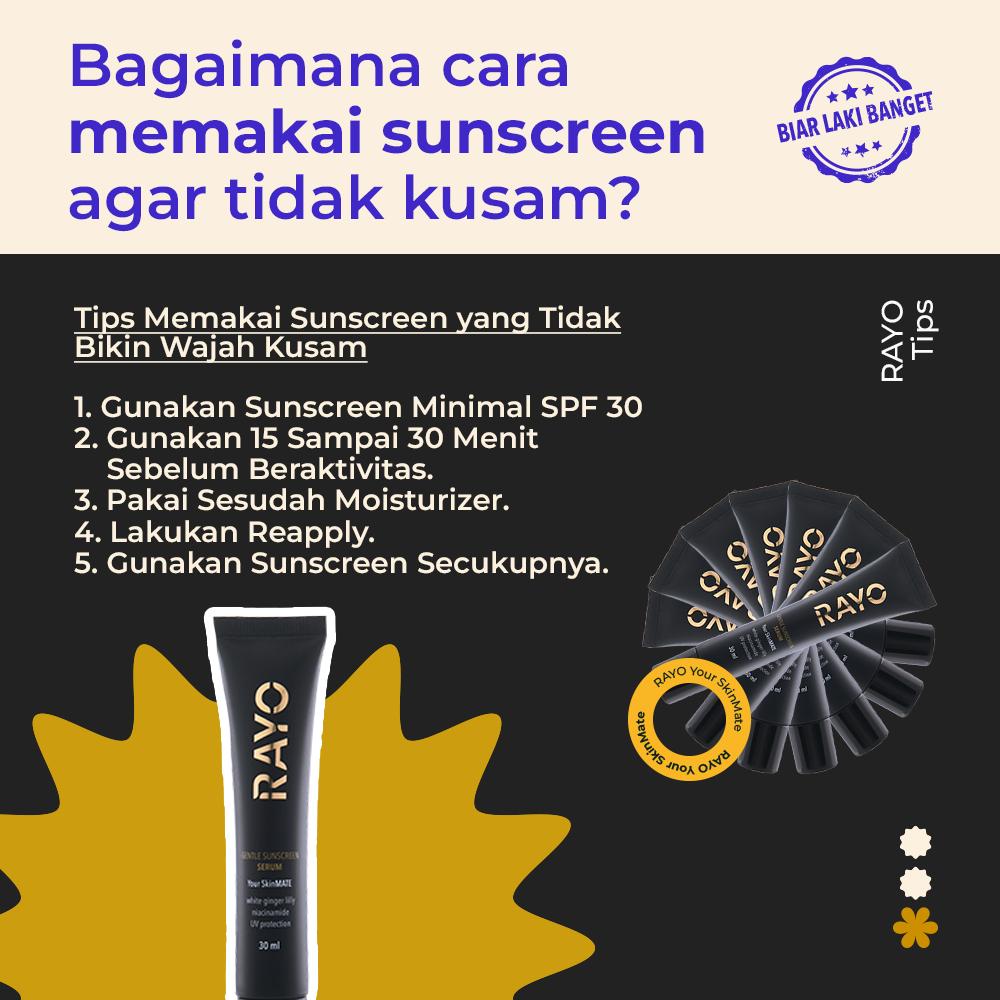 OfficialRayoid's tweet photo. Bikin wajah jadi tidak kusam setelah pakai sunscreen, coba tips ini untuk hasil yang optimal. 

#RAYO
#YourSkinMATE
#BiarLakiBanget
#Sunscreen
#SunscreenCowok
#SunscreenPria https://t.co/dag8AslxPL