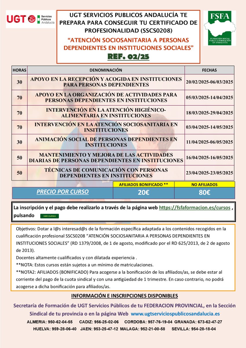 FSFAformacion's tweet photo. CERTIFICADO DE PROFESIONALIDAD (SSCS0208) “ATENCIÓN SOCIOSANITARIA A PERSONAS DEPENDIENTES EN INSTITUCIONES SOCIALES”
#cursos #UGT #formación #FSFA #cursosonline #INCUAL #sociosanitario
Matricúlate en: https://t.co/8YHUqEvGbv
Puedes informarte en tu #secciónsindical o provincia. https://t.co/ypA8FlGQPw