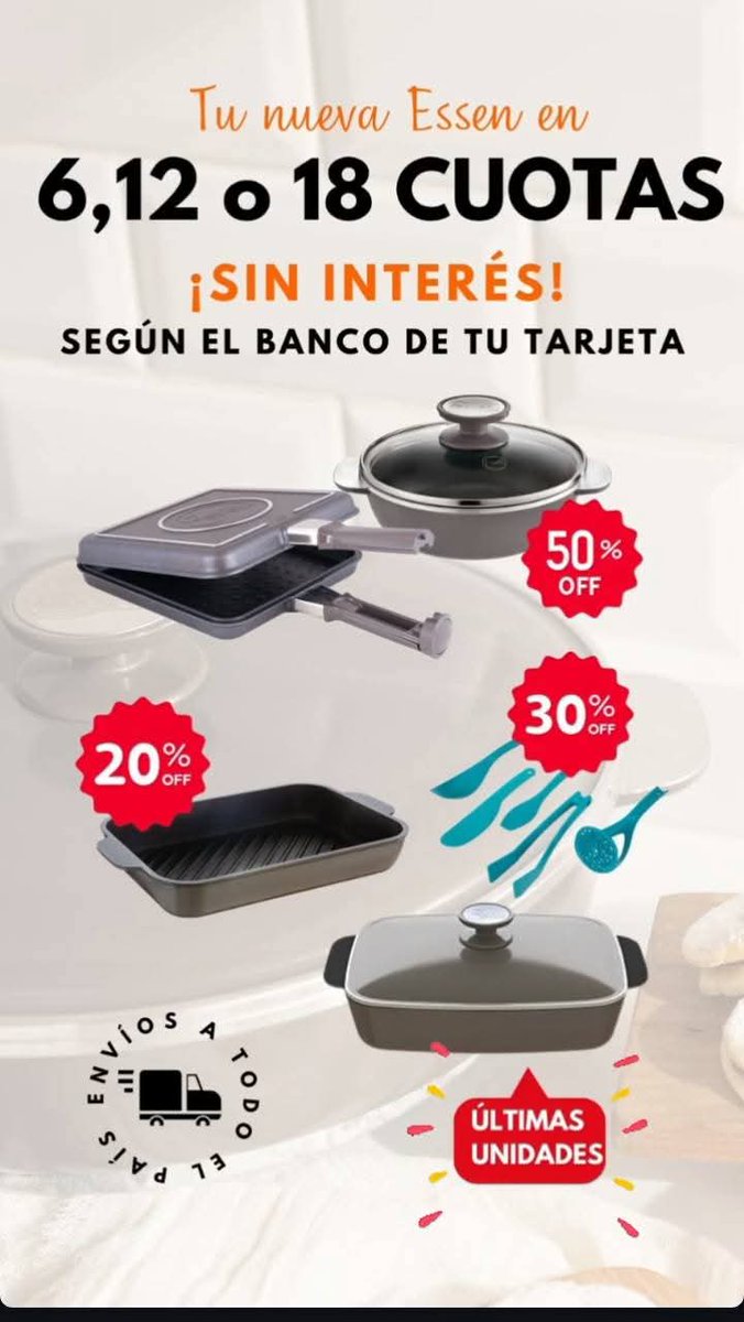 clauluniale2's tweet photo. #ultimas #promociones #Essen para que renueves tu #cocina
Si tu tarjeta ya cerró comenzás a pagar en #marzo 💳
12 y 18 cuotas sin intereses
Todos los medios de pago💵
Envios a todo el país 🚚
ClauEssenDevoto #emprendedora directo de fabrica
Pedime catálogo 
📲 011 15-4147-3671 https://t.co/upiQWUPyPt