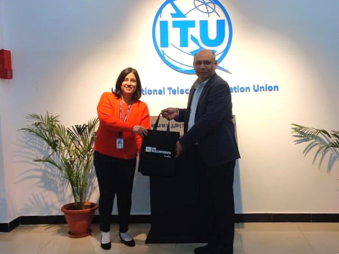 UNV_India's tweet photo. UNV India Coordinator met Pranita Upadhyaya, ITU South Asia Head, to discuss integrating UN Volunteers into ITU initiatives. Following the UNV-ITU MoU, the partnership aims to leverage volunteerism for an inclusive, connected future. @UNVolunteers https://t.co/2UXtMjLv8N