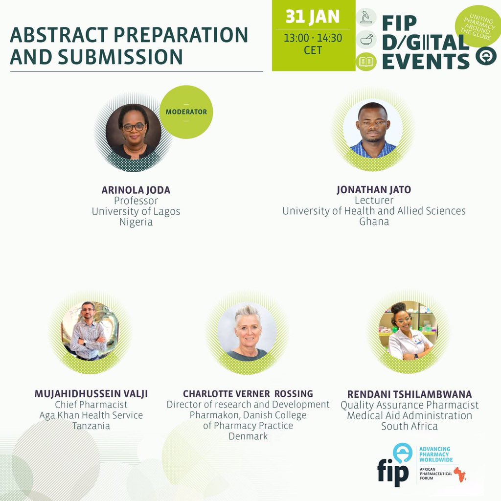 🚀 Want to showcase your research on a global stage?  

Join the FIP webinar on 31 January at 13:00 CET to learn the rudiments of abstract preparation and submission from seasoned experts.