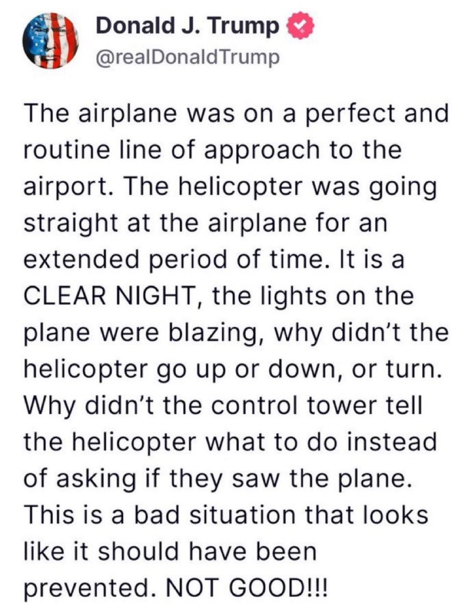 Karolineefan's tweet image. Donald Trump…  On The Incident With The Helicopter and American Airliner  On Wednesday Night…!