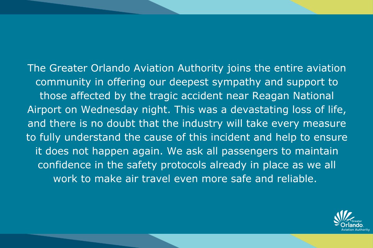 MCO's tweet photo. Statement regarding the tragic incident near Reagan National Airport: https://t.co/oUaZvvADLJ