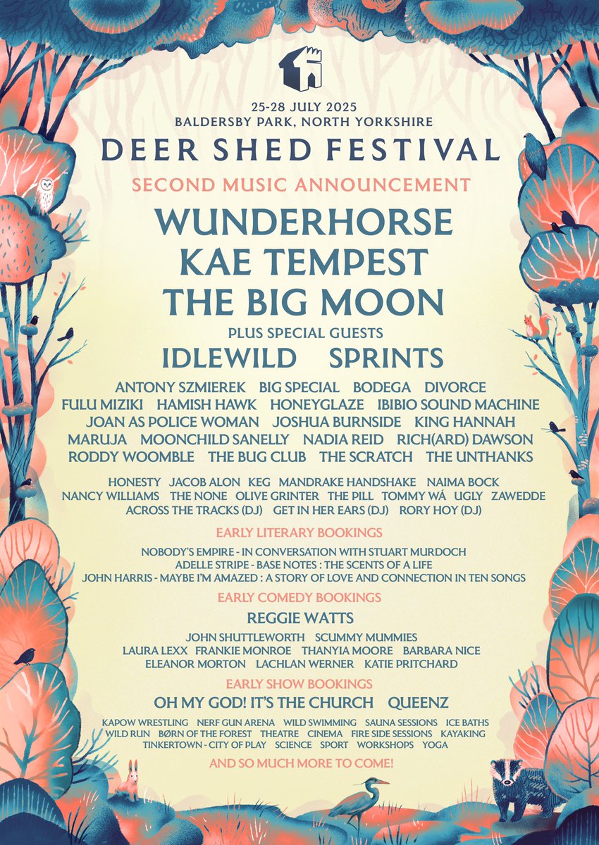 Get In Her Ears (@getinherears) on Twitter photo ๐ฆ We're super excited to be back at lovely family-friendly <a href="/DeerShed/">Deer Shed Festival</a> this summer! ๐ฆ
We're stoked to be on a line-up of such faves like <a href="/kaetempest/">kae tempest</a> , <a href="/thebigmoon/">The Big Moon</a> , <a href="/SPRINTSmusic/">SPRINTS</a> , <a href="/kinghannahmusic/">๐King Hannah๐</a> , <a href="/Moonsanelly/">Moonchild Sanelly</a> <a href="/thebugclubband/">The Bug Club</a> & lots more!
๐ deershedfestival.com/tickets ๐ฆ We're super excited to be back at lovely family-friendly <a href="/DeerShed/">Deer Shed Festival</a> this summer! ๐ฆ
We're stoked to be on a line-up of such faves like <a href="/kaetempest/">kae tempest</a> , <a href="/thebigmoon/">The Big Moon</a> , <a href="/SPRINTSmusic/">SPRINTS</a> , <a href="/kinghannahmusic/">๐King Hannah๐</a> , <a href="/Moonsanelly/">Moonchild Sanelly</a> <a href="/thebugclubband/">The Bug Club</a> & lots more!
๐ deershedfestival.com/tickets
