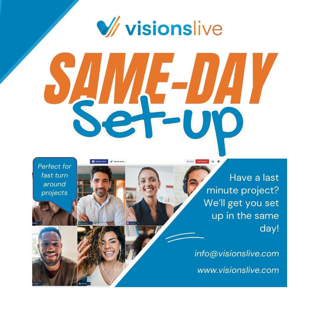 onlinequal's tweet image. Need to launch a research session ASAP? With VisionsLive, you can set up &amp;amp; run projects instantly - no 24 hour notice needed!

Our global support team is always ready, even for last-minute sessions. 🚀

#FastTurnaround #MarketResearch #VisionsLive