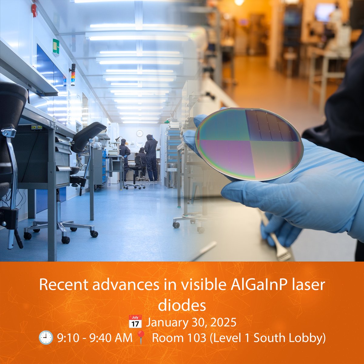 modulight's tweet photo. 🛠️ Modulight Invited Talk!

🌈 Recent advances in visible AlGaInP laser diodes

📅 January 30, 2025
🕘 9:10 - 9:40 AM
📍 Room 103 (Level 1 South Lobby)

Gain insights into AlGaInP breakthroughs.
#PhotonicsWest #OPTO #LaserDiodes https://t.co/EyipQx60Az