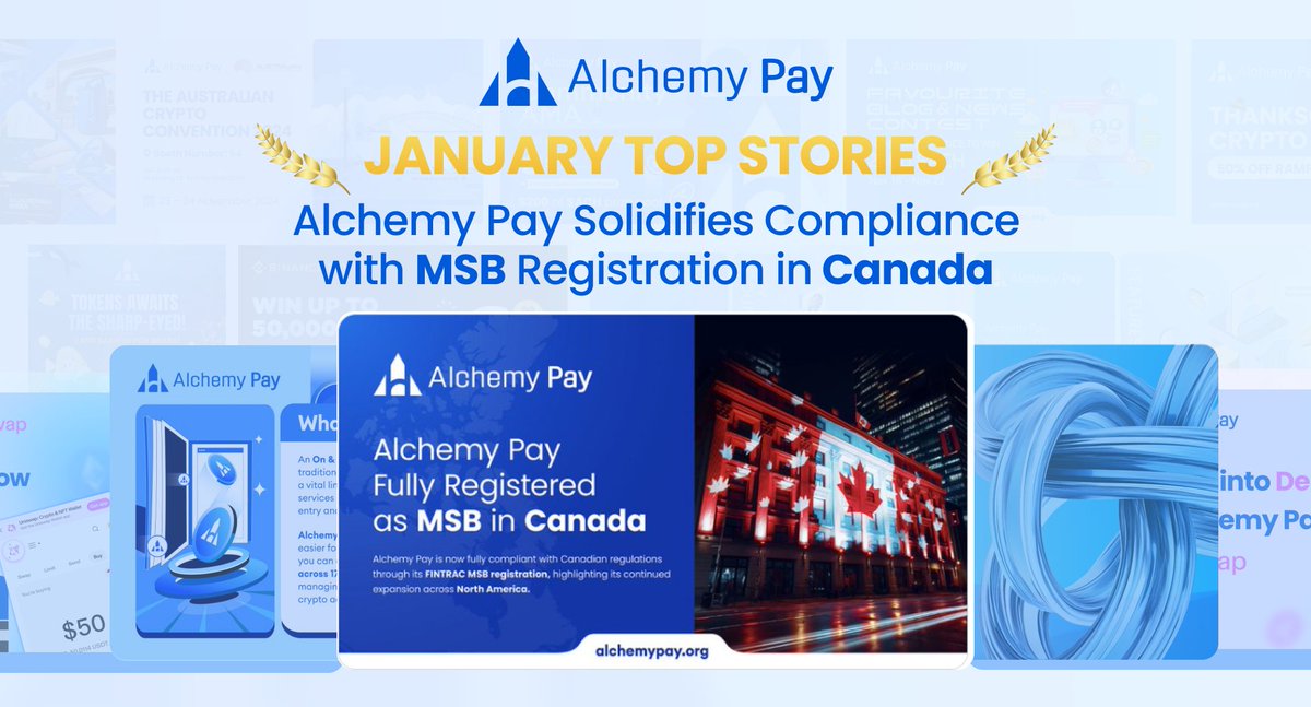 ACH_Turkey's tweet photo. 🌟#AlchemyPay Ocak Ayı En Çok Okunan Hikayeler İncelemesi🌟

🇨🇦 Artık Kanada'da FINTRAC'a kayıtlı bir Para Hizmetleri İşletmesiyiz (MSB)! 🔒 Daha güvenli bir kripto-fiat deneyimi için uyumluluğumuzu geliştirmek 🌍 Kuzey Amerika'da sorunsuz çözümler sunmak için erişimimizi genişletiyoruz 

$ACH