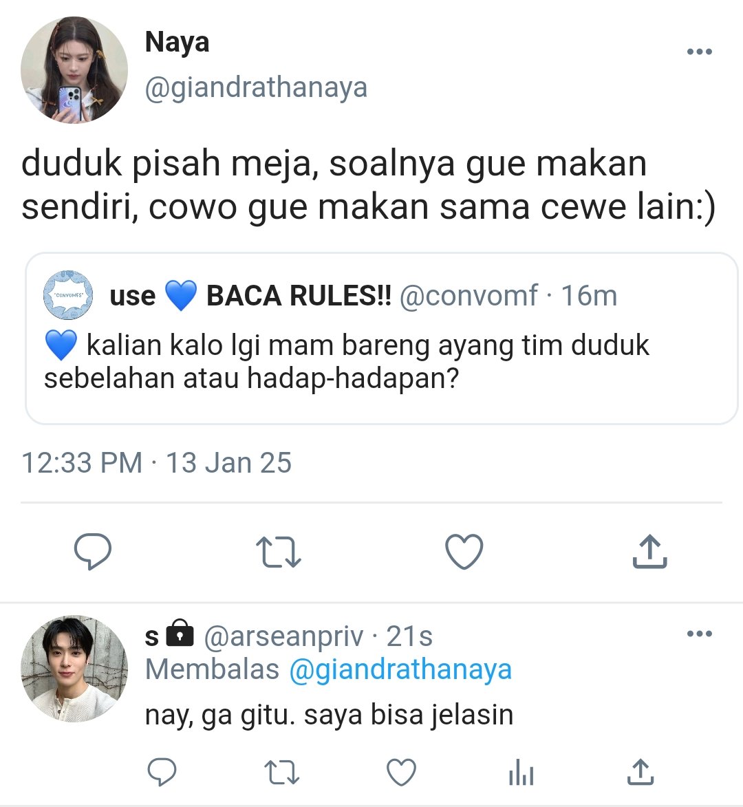 Duduk pisah meja

Jaehyun few tweets au