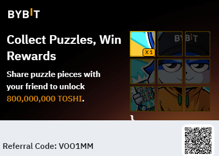 Your friend has shared a puzzle piece with you to help unlock 800000000 TOSHI. Come claim it now! Please click here:  bybit.com/en/trade/spot/…