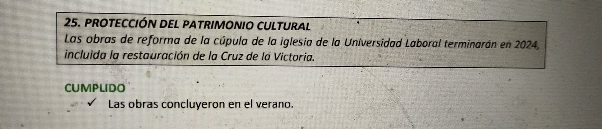 Según Barbón en protección de la nuestra cultura cumplieron con too, porque restauraron una cruz qu'hai na Llaboral.