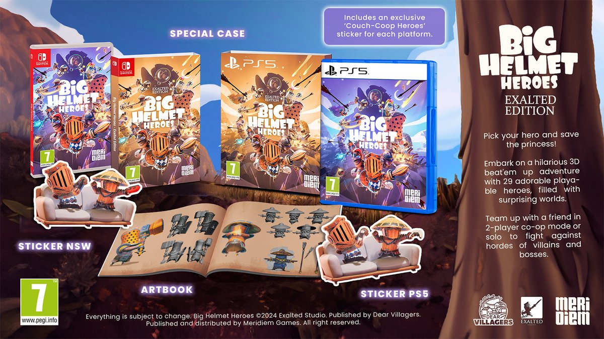 SimpleGamerUK's tweet image. Upcoming beat'em up Big Helmet Heroes is getting a physical edition for Nintendo Switch and PS5 featuring a new case, art book, stickers, and more.

Find out more: simplegamer.co.uk/big-helmet-her…

#indiegames #indiedev #nintendo #ps5 @ExaltedStudio  @MeridiemGames