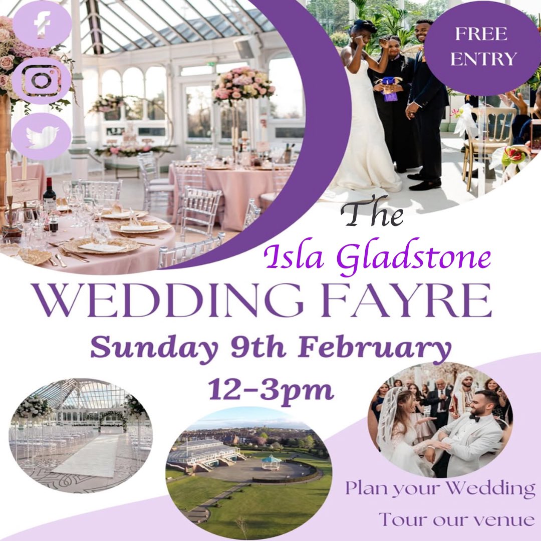 Join us on Sunday 9th February for the Isla Gladstone Wedding Show 🎩💍🎉👰‍♀️

<a href="/glasshousepark/">Isla Gladstone</a> #weddingshow