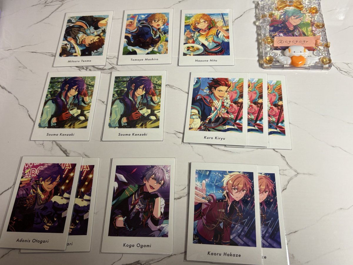 cgcgcgr's tweet photo. 【交換】
あんスタ ぱしゃっつ vol.5 action 

【求】
巽

【譲】
渉、桃李、英智、弓弦、藍良、千秋、忍、真、鉄虎、奏汰、翠、満、友也、なずな、颯馬、紅郎、アドニス、晃牙、薫、ニキ、HiMERU、宗、ひなた、ゆうた、つむぎ、宙、斑

普通郵便での取引希望

お気軽にお声がけ下さい。 https://t.co/zTPv54PPj2