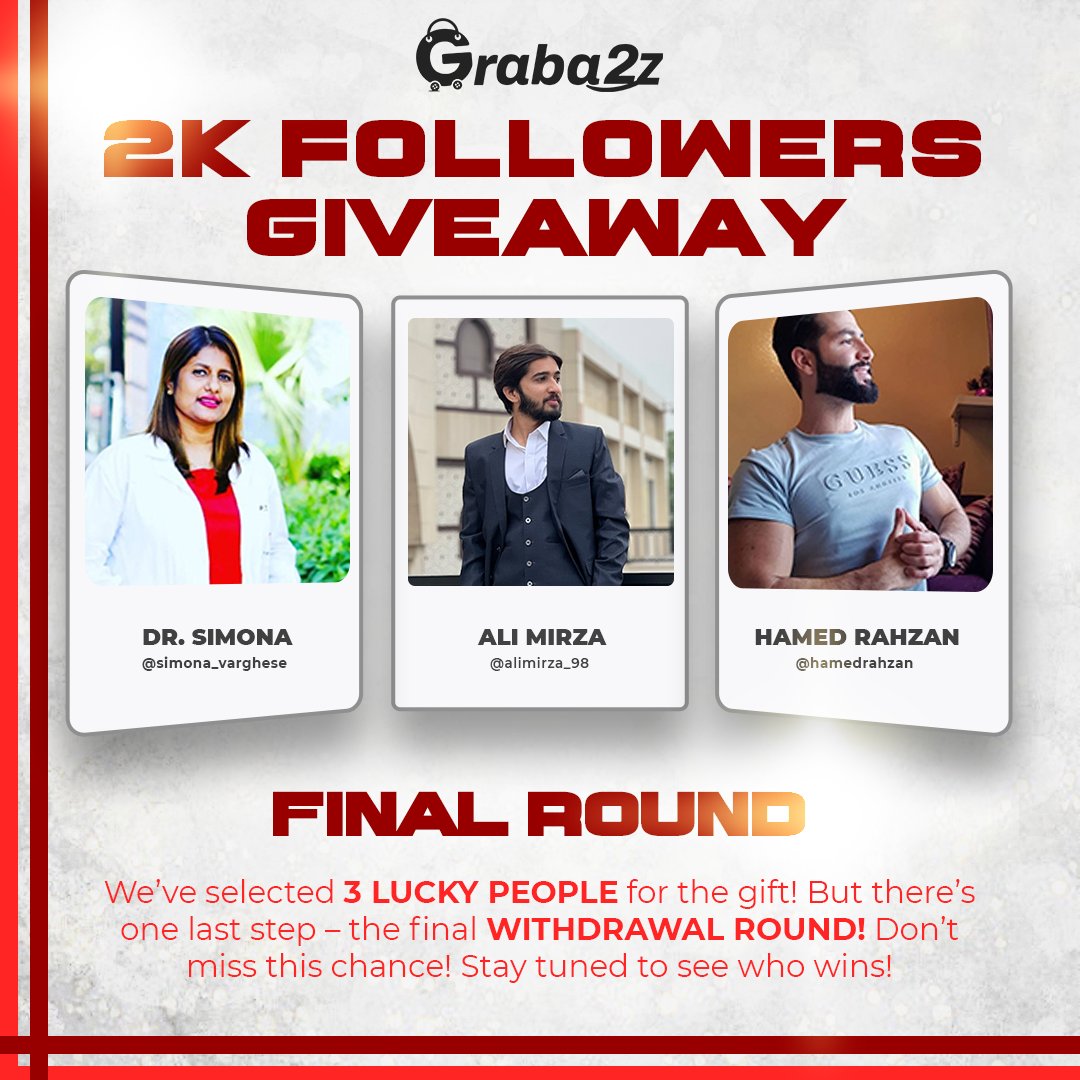 GrabAtoz's tweet photo. 🎉 2K INSTAGRAM FOLLOWERS GIVEAWAY! 🎉

🚀 The moment you've all been waiting for is HERE!
🤩 Who do you think will take the prize? Drop your guesses below! ⬇️💬

👉 Check it out on instagram

#Giveaway #LuckyWinner #FinalRound #2KFollowers #GiftTime #WinnerComingSoon #Grabatoz https://t.co/V5449elBbp
