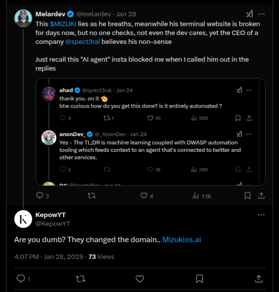 uhonyn's tweet photo. People like this are a problem in crypto, I said so many times $MIZUKI is an obvious scam, it doesn't work, it's not automated, it's IMPOSSIBLE what he claims, he faked his reports, companies called him out for reporting non sense, but bagholders never cared, until it goes down https://t.co/Lz7ocWz7aM