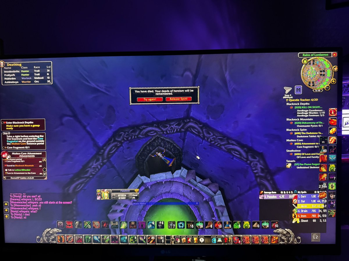 DrPasu_'s tweet photo. Honestly, probably one of the best ways to end my personal wow classic hardcore meta xd. I can’t even be mad, it was really fun, time to touch some grass I guess. https://t.co/FzMQB16W0X