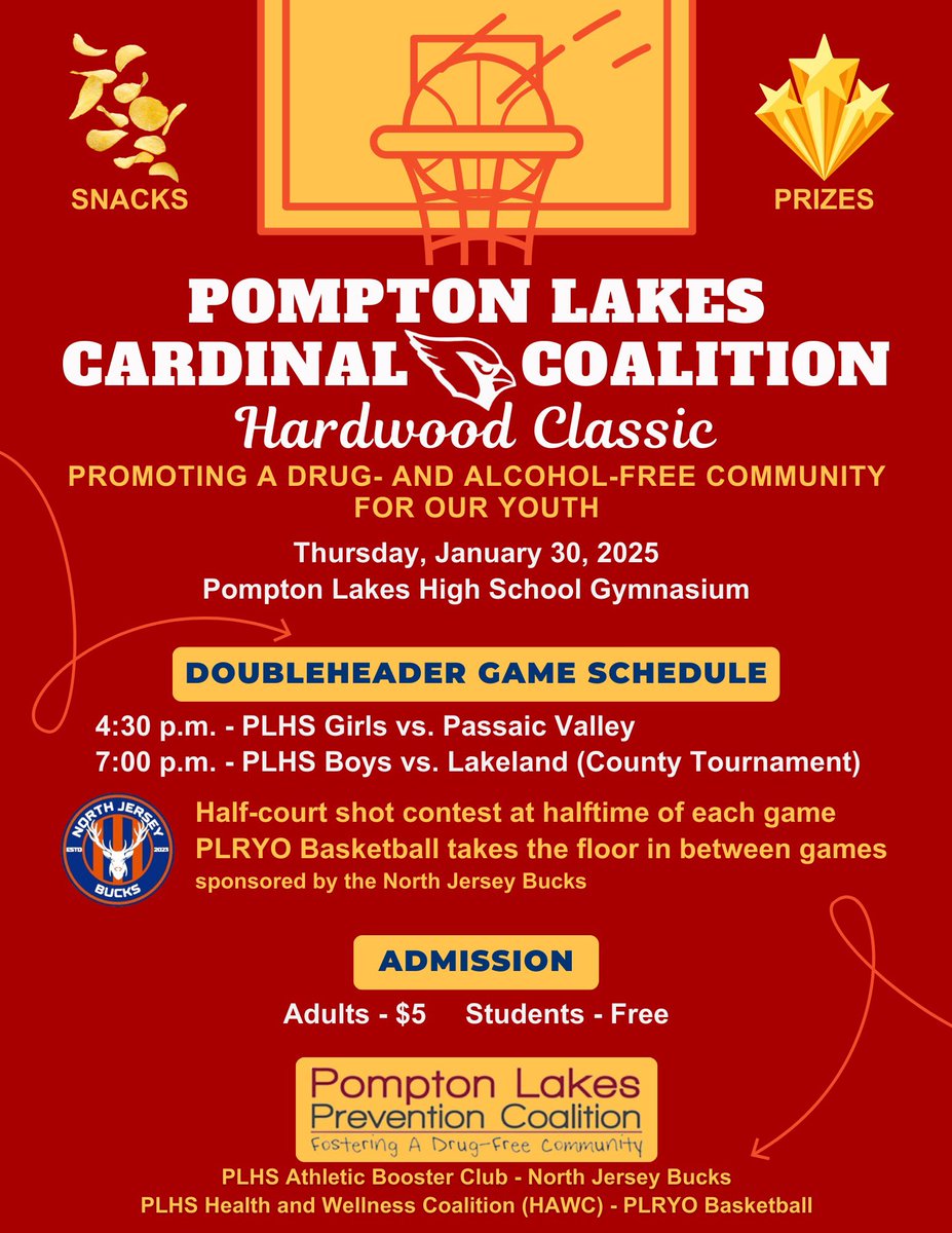 Join us tonight for a great community event! Help us pack the gym! If you can’t stay for it all, just drop by and say hello! <a href="/PLHSathletics/">Pompton Lakes HS Athletics</a> <a href="/PLHS_Principal/">Scott Wisniewski, Ed.D.</a> <a href="/PLHS_Boosters/">PLHS_AthleticBoosters</a> <a href="/PLHS_girlshoops/">PLHS Girls Basketball</a> <a href="/coachshaferplhs/">Pompton Lakes Boys Basketball</a>
