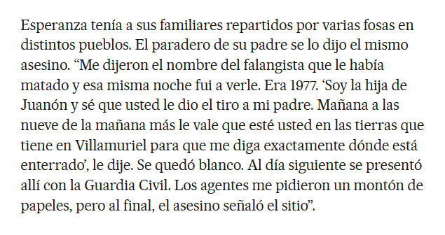 gerclouds's tweet photo. Gente más grande que la vida: Esperanza Pérez, una comunista española exiliada en Bruselas desde niña, que en cuanto nombraron a Suárez se vino a España a buscar el cuerpo de su padre. En un momento dado se presentó en la casa de su asesino sin ceremonias y le dijo esto: https://t.co/zBiitJkc4m