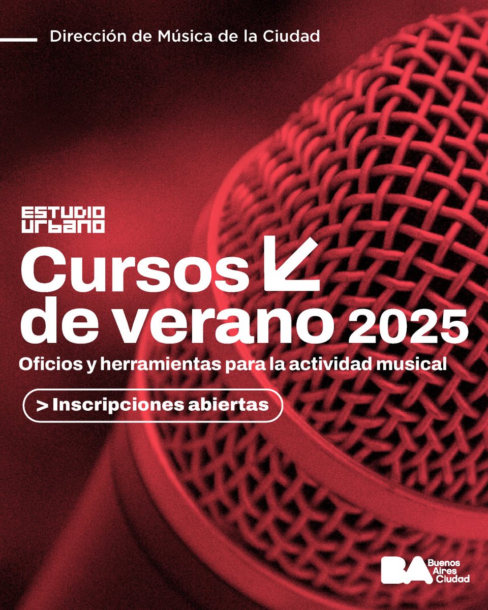 ¡Está abierta la inscripción a los cursos de verano!

Intensivos, online en las categorías Audio, Gestión, Herramientas creativas y Oficios. 
Mirá el detalle de cada curso y toda la info para inscribirte en buenosaires.gob.ar/cultura/musica… 

<a href="/Musica_BA/">Dirección General de Música</a> / <a href="/datacultura/">BA Cultura</a>
 #CursosDeVerano