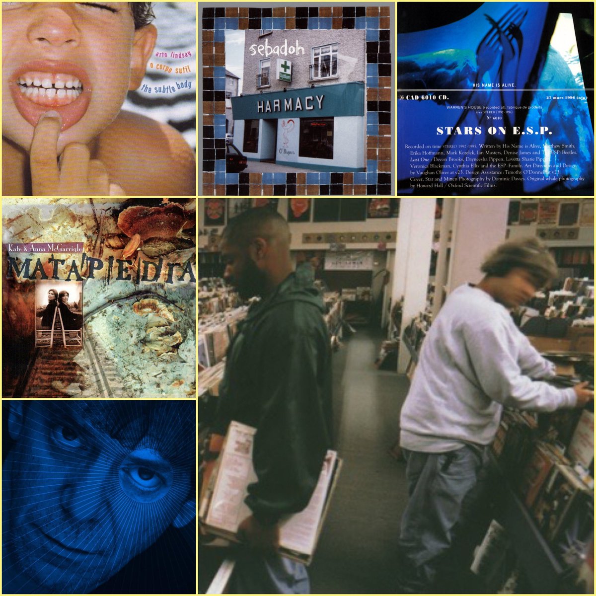 jsmallseattle's tweet image. THROWBACK THURSDAY - 1996
DJ Shadow: Endtroducing . . . DJ Shadow
Lou Reed: Set the Twilight Reeling
Kate & Anna McGarrigle: Matapedia
Arto Lindsay: O Corpo Sutil/The Subtle Body
Sebadoh: Harmacy
His Name Is Alive: Stars on E.S.P.