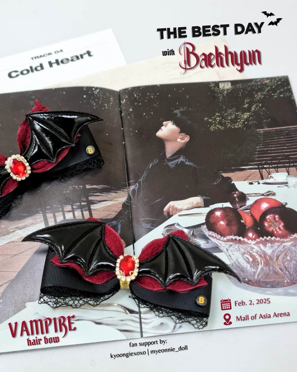 kyoongiexoxo's tweet photo. 🦇
   * .˚  𝖛𝖆𝖒𝖕𝖎𝖗𝖊 &amp;
• *˚ ᑭIᑎᗴᗩᑭᑭᒪᗴ
˚. ୨୧ ʜᴀɪʀ ʙᴏᴡs

    . ✧˚ 𝗧𝗛𝗘 𝗕𝗘𝗦𝗧 𝗗𝗔𝗬  ˚✧ .
fan support for #BAEKHYUN

by kyoongiexoxo | myeonnie_doll

• for eris only
• mbf @myeonnie_doll
�� limited qty

#TheBestDayWithBENCH
#BENCHxBAEKHYUN #백현 https://t.co/CeiPLjqhA2