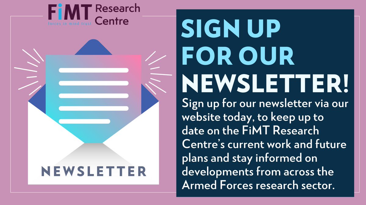 FiMT_RC's tweet image. Keep up to date with developments from the FiMT RC and across the #ArmedForces Research sector by joining our newsletter. Subscribe at the bottom of fimt-rc.org and make sure to add us to your trusted senders list to avoid receiving our newsletter in your junk inbox.