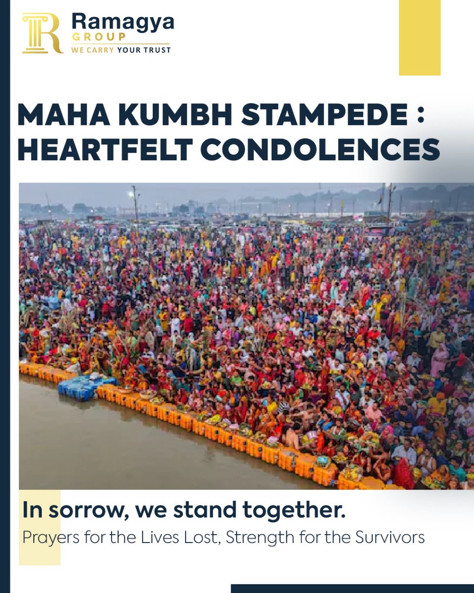 RamagyaGroup's tweet photo. Deepest condolences to the victims of the Maha Kumbh stampede in Prayagraj. Praying for the injured and their families in this difficult time. 🙏 https://t.co/UlKhNTXuZz