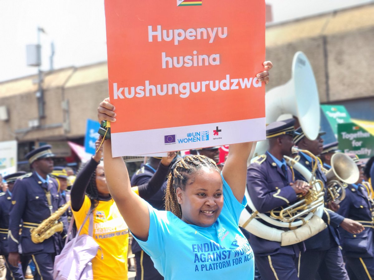 cchtbuse's tweet photo. Yesterday, we marched against GBV &amp; sexual assault! As CCHT, we joined the @euinzim &amp; @unwomenzw under the #HEforShe banner. The fight against GBV is crucial to combatting human trafficking, many survivors experience violence &amp; exploitation.#EndHumanTrafficking @buseonline1 https://t.co/PJo8f5tUBL