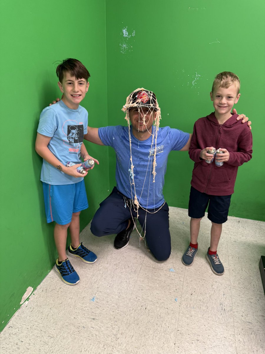 Our top earners for the Cimino Read A Thon got to silly string Coach Macko on the morning show today!