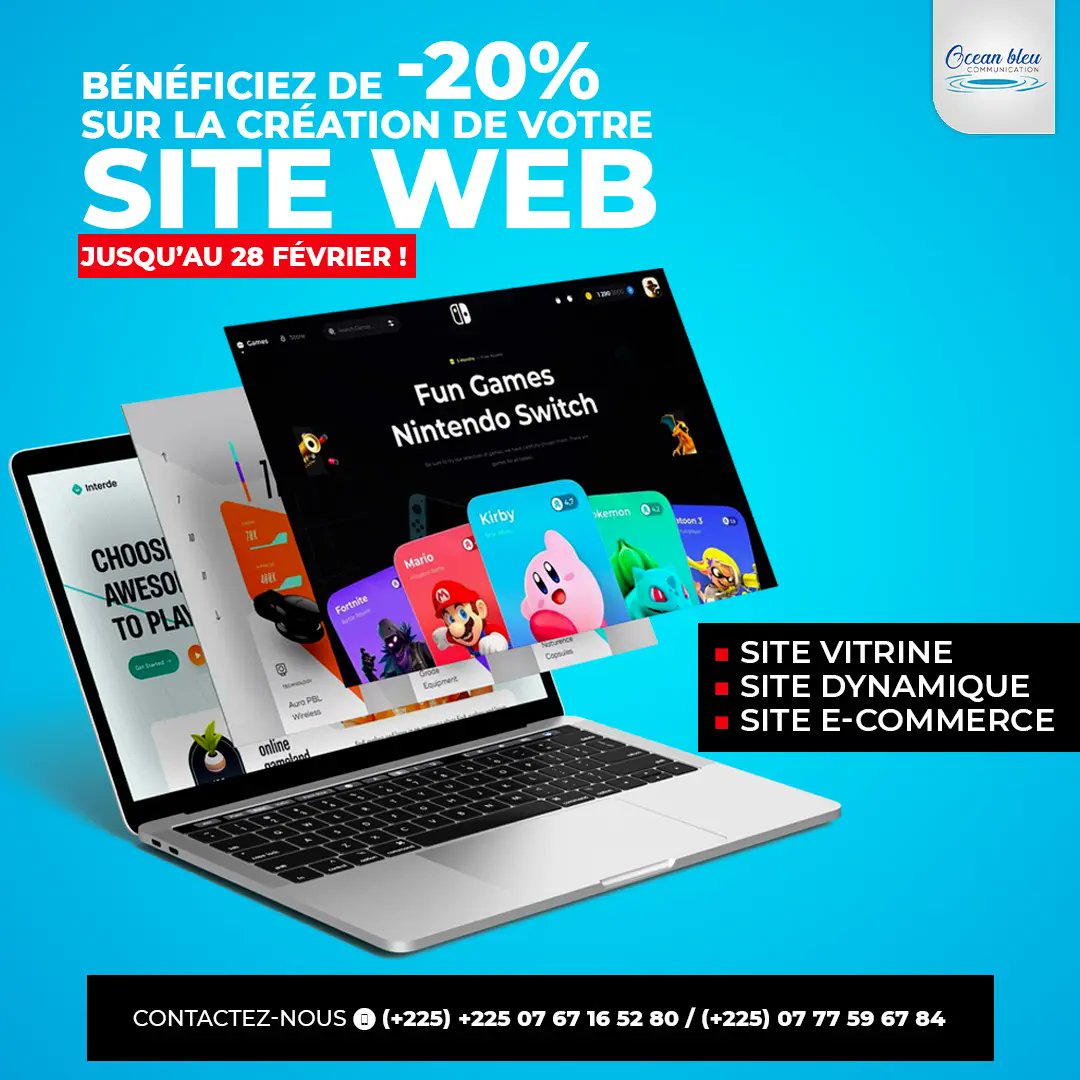 imagin_reflet's tweet photo. 🛑Offres promotionnelles 🛑

👉🏾Voulez-vous un site :

✅Dynamique.

✅Vitrine.

✅E-commerce.

Bénéficiez de -20% sur la création de votre site web jusqu’au 28 février avec Ocean Bleu Digital  !🎺🎉

☎️+2250777596784/ +2250767165280

#MarketingDigital #StratégieNumérique https://t.co/GjBaiGHnQH