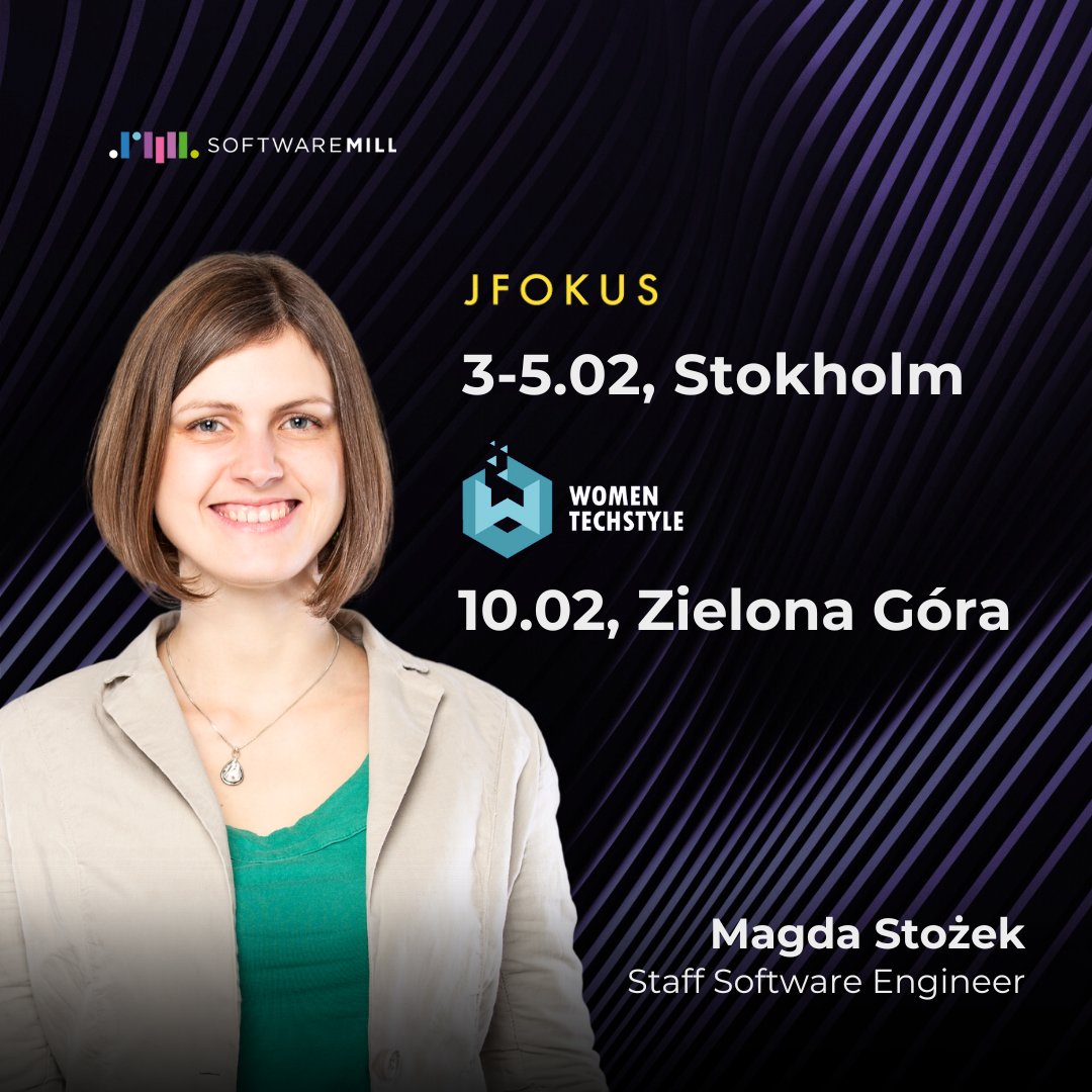 softwaremill's tweet photo. We're starting the 2025 conference season🔥

Don't miss the opportunity to meet our experts @magdastozek and @adamwarski, listen to their talks, and exchange thoughts!

#scala #scalameetup #womentechstyle #jfokus https://t.co/HdNQcCf3sD
