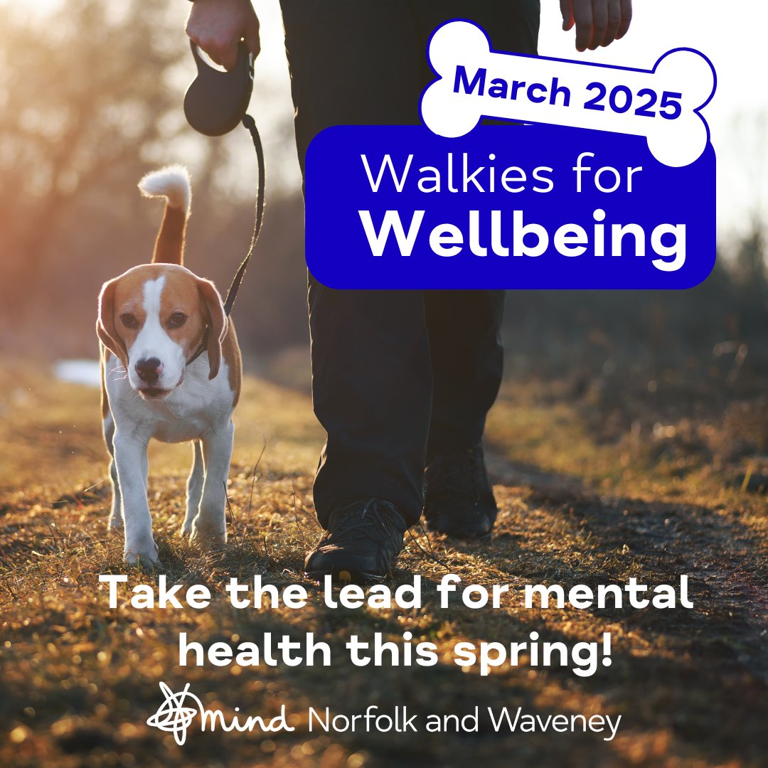 Our Walkies for Wellbeing fundraising challenge is returning for 2025!  We are asking local dogs and their owners to cover a set distance during the month of March; this could be: 50km, 75km, or 100km!🐶
 
Don’t PAWS for thought! Sign up today: norfolkandwaveneymind.org.uk/walkies