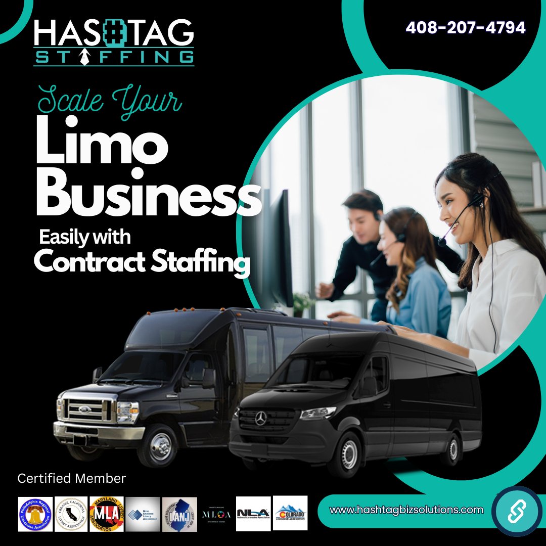 HashtagBizSolu3's tweet image. Scale your Limo business with ease! Hire expert reservationists and dispatchers through contract staffing to streamline operations and boost efficiency.

#LimoStaffing #DispatchExperts #Reservations #HashtagBizSolutions #LimoService #StaffingExcellence #trainedstaff #staffing