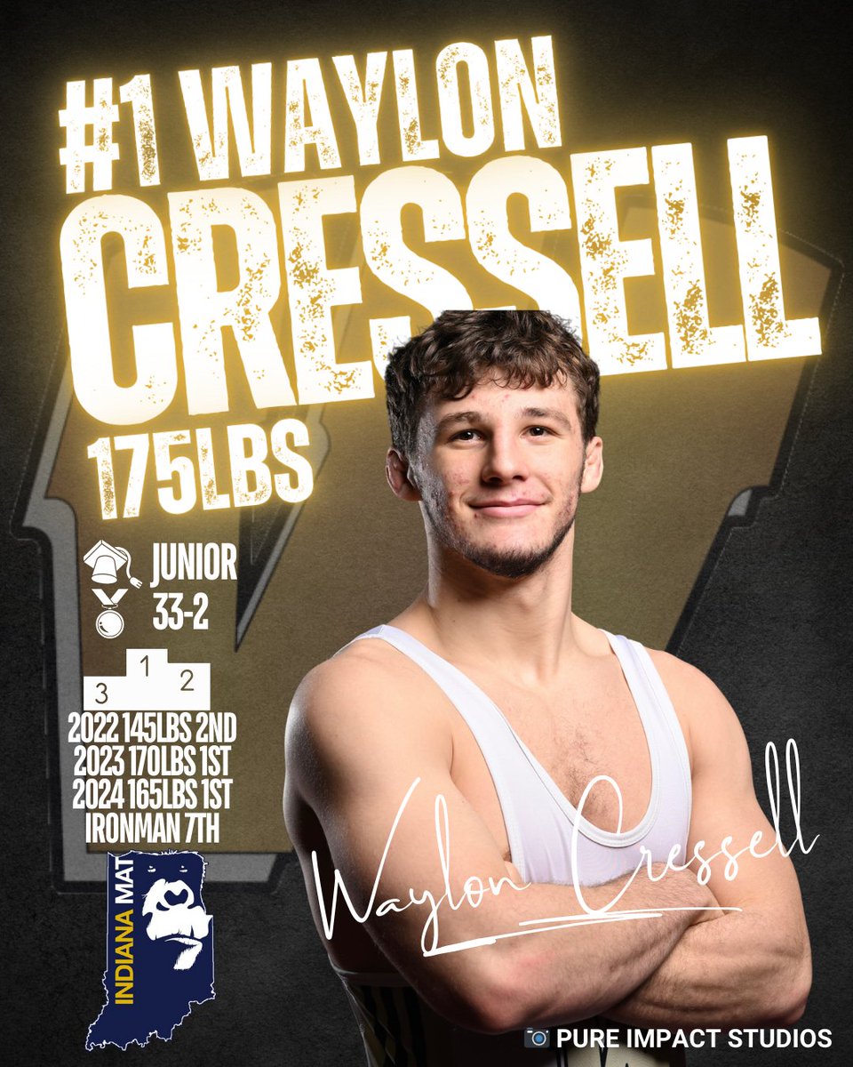 IndianaMat's tweet photo. Defending state champion Waylon Cressell leads the way at 175lbs. He will be pushed by Fargo AA Xavier Smith along with state medalists Vinny Freeman and Julian Weems. Do they have enough to knock off the future Northern Iowa Panther?

#TheresAWebsiteForThat #800lbGorilla https://t.co/ulEPKxAddl