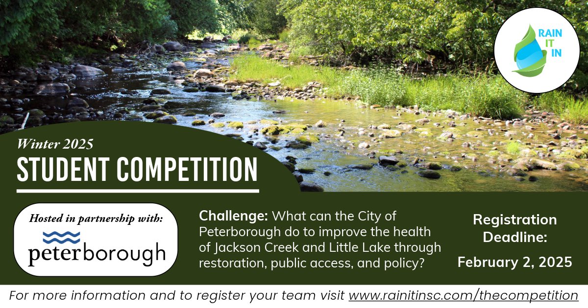 Did you miss the informational webinar last week? Don’t stress! You can view <a href="/CityPtbo/">City of Peterborough</a>’s presentation here: bit.ly/RainItIn-Infor…

Have an idea? Register your team today! 

➡️rainitinsc.com/thecompetition