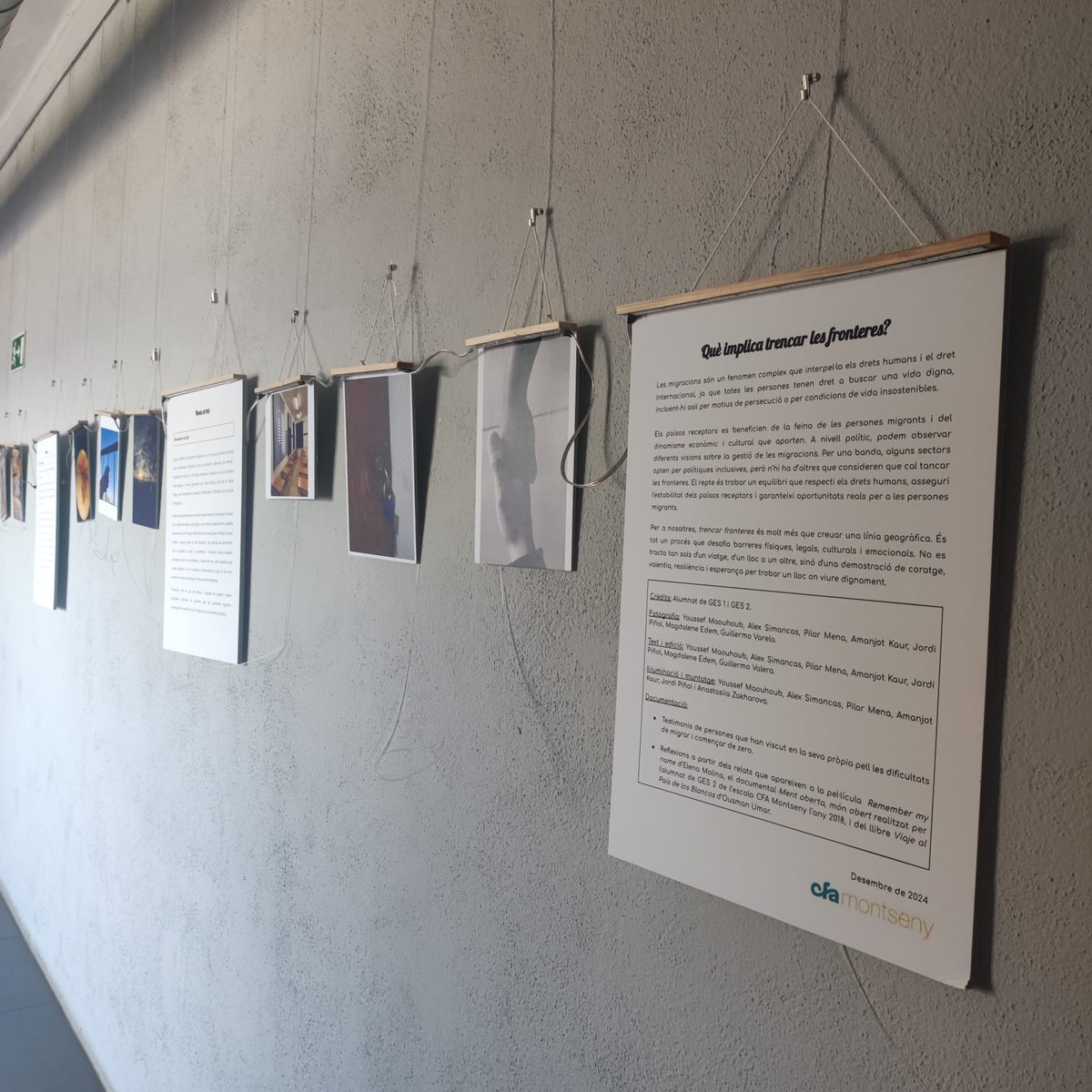 Podeu visitar l'exposició fotogràfica "Què implica trencar les fronteres?" realitzada per l'alumnat de GES. La trobareu exposada a l'entrada del Centre Cívic Montseny i us permetrà de reflexionar sobre aquest procés de caire tan personal, actual i global.
Dieu-nos que us sembla!