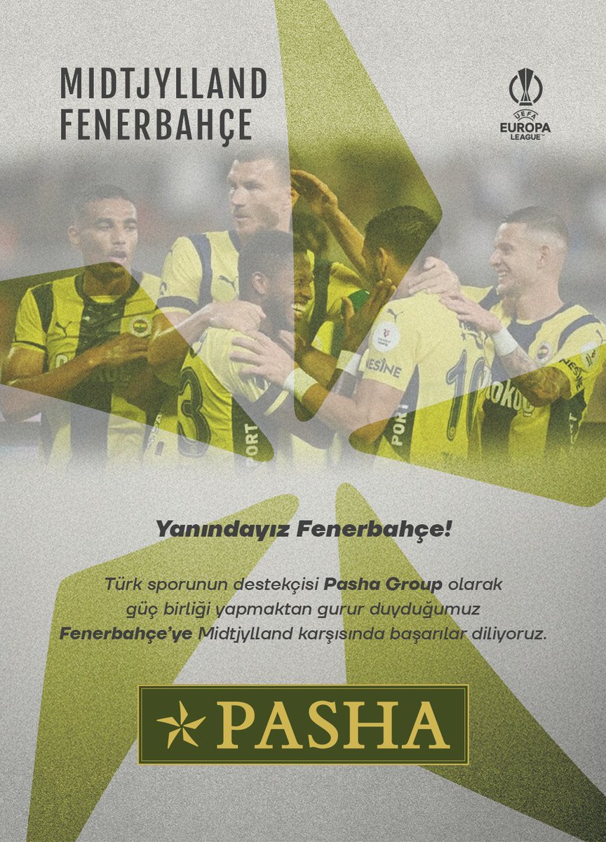 Pasha Hotels (@pashahotels) on Twitter photo Yanındayız Fenerbahçe!
Türk sporunun destekçisi Pasha Group olarak güç birliği yapmaktan gurur duyduğumuz Fenerbahçe'ye Midtjylland karşısında başarılar diliyoruz.
<a href="/Fenerbahce/">Fenerbahçe SK</a> Yanındayız Fenerbahçe!
Türk sporunun destekçisi Pasha Group olarak güç birliği yapmaktan gurur duyduğumuz Fenerbahçe'ye Midtjylland karşısında başarılar diliyoruz.
<a href="/Fenerbahce/">Fenerbahçe SK</a>