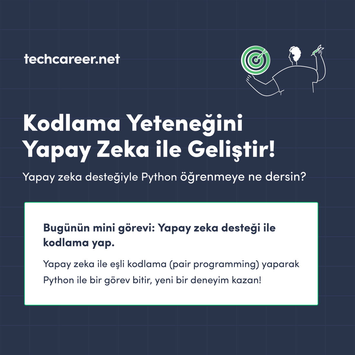 techcareernet's tweet image. Bugünün Meydan Okuması: Yapay zeka ile ekip oluştur ve #pairprograming gücünü deneyimle! 🤝💻
Pair programing deneyimini bizimle yorumlarda paylaş, storyimizde deneyimini diğer developerlarla buluşturalım.