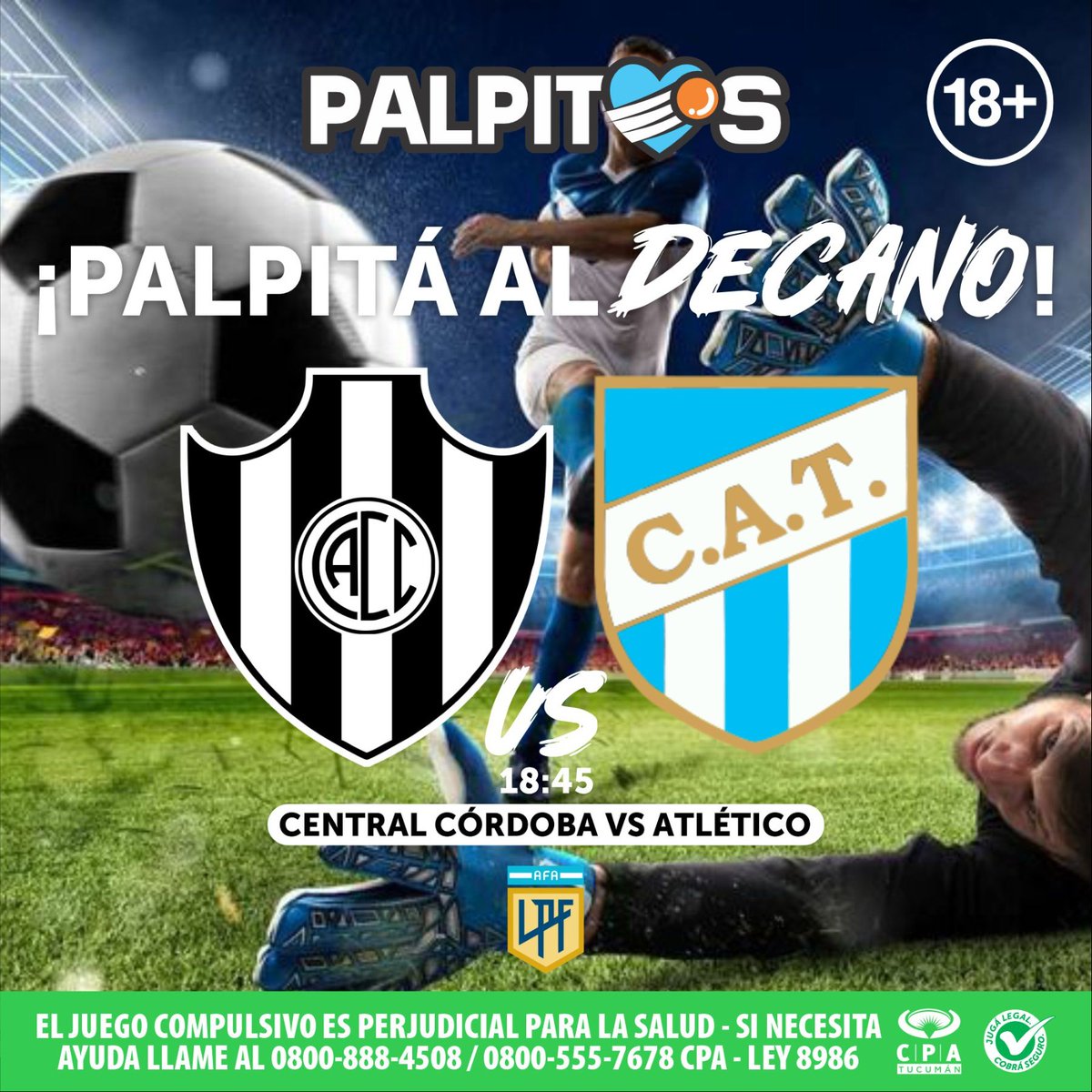 ⚽ ¡Juega el #Decano en la #LigaProfesional! ⚪🔵 #Atlético visita a #CentralCórdoba por la fecha 2🏆 💪¿Cómo será tu jugada  en <a href="/Palpitosok/">Pálpitos</a>? 💚 ➡️ n9.cl/gmd5n
