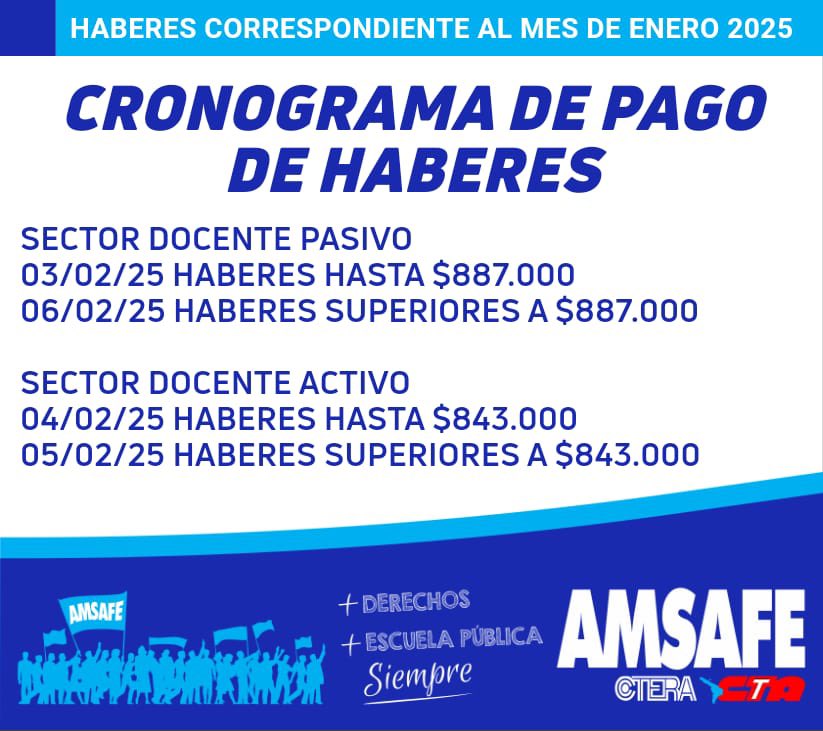 rodrigom_alonso's tweet image. 🗓️ Compañeros/as:

Ya se encuentra disponible el cronograma de pagos correspondiente a enero.

#SantaFe #trabajadoresdelaeducacion #amsafe