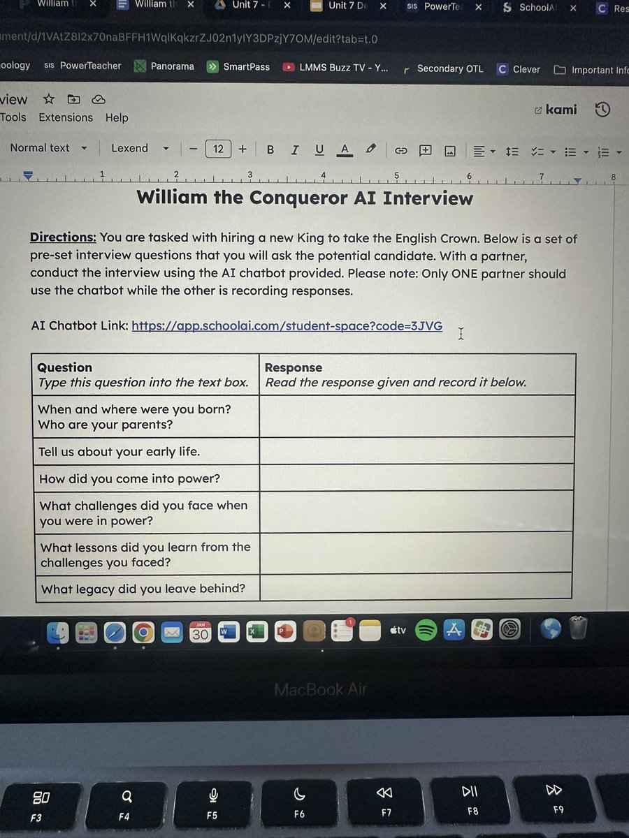 Today, students in my class leveraged the power of School AI to ask William the Conqueror questions about his life, leadership, and legacy. <a href="/GetSchoolAI/">SchoolAI</a> <a href="/dylanpetersedu/">Dylan Peters</a> <a href="/EPSDLmms/">LMMS</a>