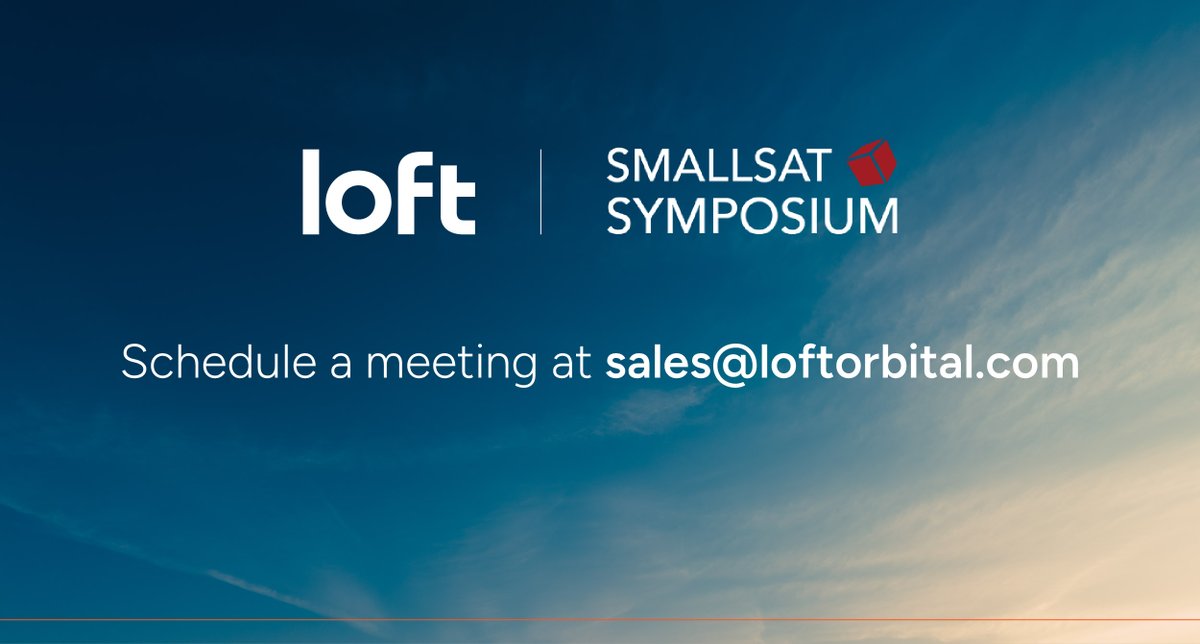 Loft (@loftorbital) on Twitter photo 🚀 Heading to SmallSat Symposium in Mountain View next week?
Catch our COO, Alex Greenberg, on the panel "Broad Commoditization of Satellite Services" Thursday, Feb 6, 11:00–11:45 AM PT.
We’ll be on site to discuss how Loft can help simplify your next mission & accelerate your 🚀 Heading to SmallSat Symposium in Mountain View next week?
Catch our COO, Alex Greenberg, on the panel "Broad Commoditization of Satellite Services" Thursday, Feb 6, 11:00–11:45 AM PT.
We’ll be on site to discuss how Loft can help simplify your next mission & accelerate your