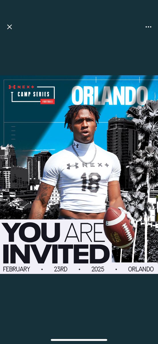 Blessed to receive an invite to the UA NEXT camp series <a href="/edwinfarmer1974/">Coach E. Farmer</a> <a href="/TheUCReport/">Billy Tucker</a> <a href="/BrettGreenberg_/">Brett Greenberg</a> <a href="/DemetricDWarren/">Demetric D. Warren</a> <a href="/TomLuginbill/">Tom Luginbill 🇺🇸 🏈</a> <a href="/TomLoy247/">Tom Loy</a> <a href="/SWiltfong_/">Steve Wiltfong</a>