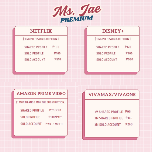 ms_jaelynm's tweet photo. premium accounts available🩷

Would you like to watch a movies or series without any interruptions from ads? avail now! 

t. netflix, disney+, amazon prime video, vivamax/vivaone, youtube, canva and more

If you have inquiries or orders, just dm me. i'm happy to assist you. https://t.co/mN8nHUxXaq