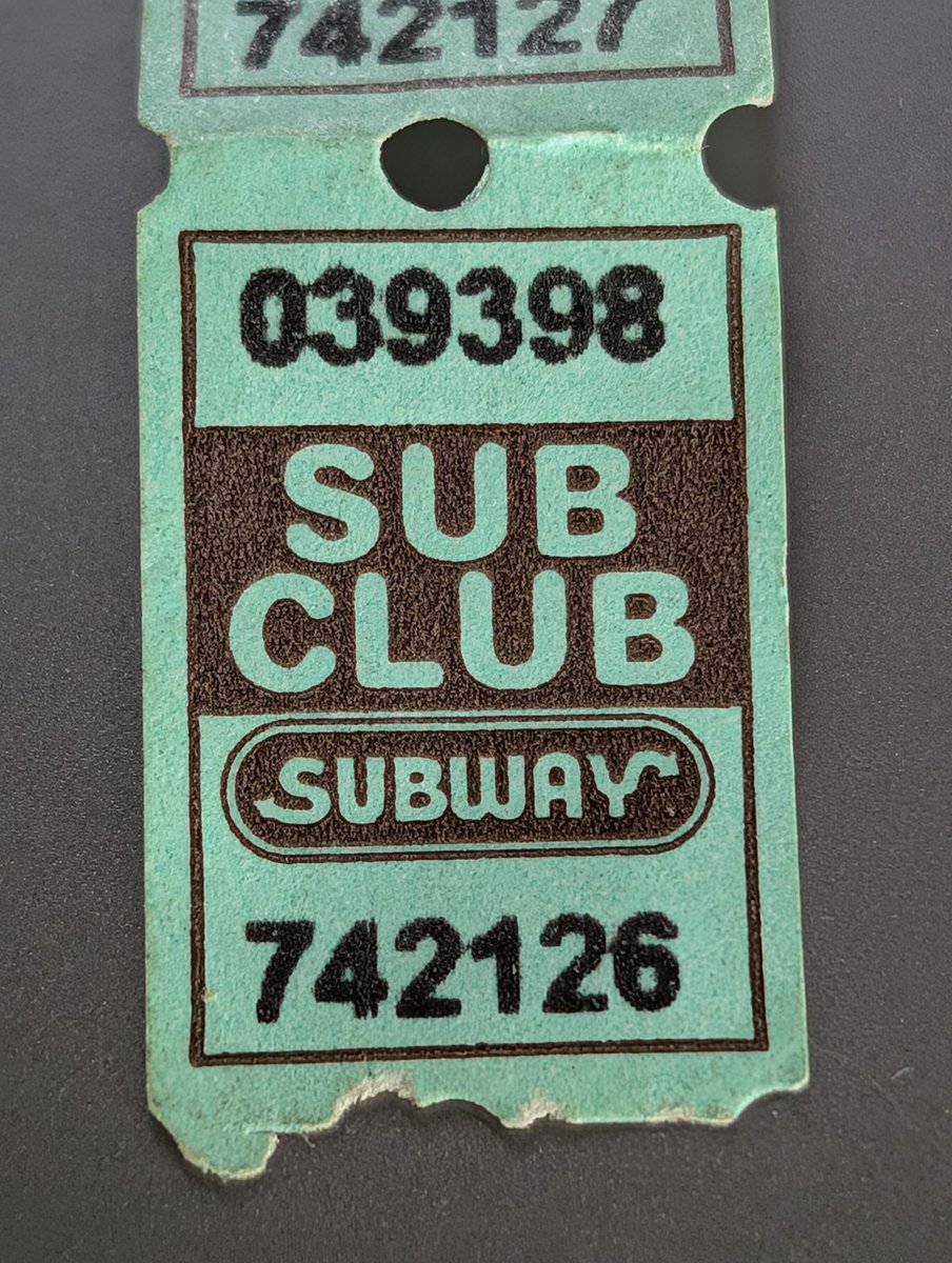 mizary's tweet photo. Remember getting lotalty stamps for buying a sub at Subway? These are probably from the 1990s. https://t.co/p1FH9h6sTq