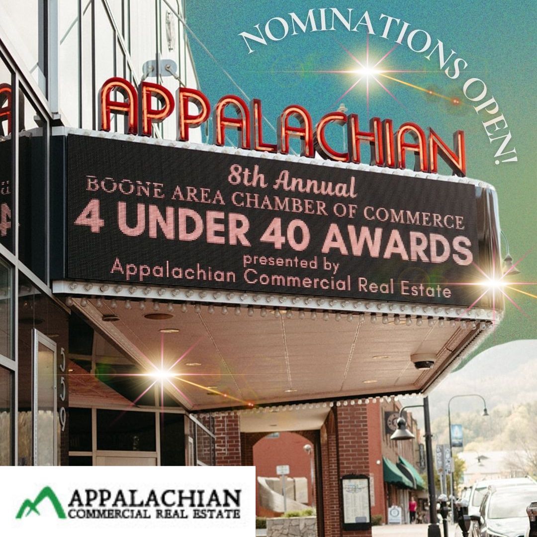 AppalachianCRE's tweet image. 🚨 Nominations are now OPEN for the 4 Under 40 Awards! 🚨

Do you know a young professional making waves in the High Country? 

📅 Save the date:  Wednesday, March 26, at the Appalachian Theatre.

🔗 Nominate Now! bit.ly/4under40nomina…

#4Under40Awards #BooneNCChamber