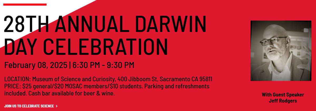 CA Freethought Day (@freethoughtday) on Twitter photo 🔬 Sacramento Darwin Day!
Join us February 8. This year's featured speaker is Jeff Rodgers, the manager of the UC Davis Multiverse Theater at <a href="/SMUD_MOSAC/">SMUD MOSAC</a> .
Tickets are $25 (adults) or $15 (students) at sacdarwinday.org
We hope to see you there! 🔬 Sacramento Darwin Day!
Join us February 8. This year's featured speaker is Jeff Rodgers, the manager of the UC Davis Multiverse Theater at <a href="/SMUD_MOSAC/">SMUD MOSAC</a> .
Tickets are $25 (adults) or $15 (students) at sacdarwinday.org
We hope to see you there!