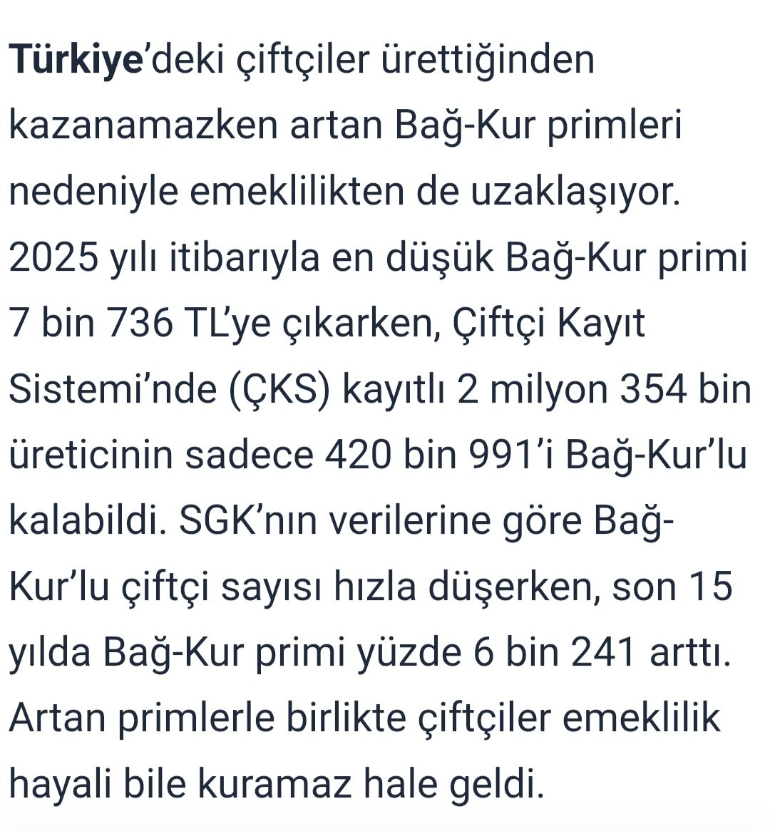 Hasan Çatlı (@hasancatl) on Twitter photo Bu ülkede esnaf kepenk kapatmadan çiftçinin alınteri gözyaşına dönmeden bu mağduriyeti çözüme kavuşturun
<a href="/RTErdogan/">Recep Tayyip Erdoğan</a>
<a href="/eczozgurozel/">Özgür Özel</a>
<a href="/dbdevletbahceli/">Devlet Bahçeli</a>
#Bagkur #Prim #İhya #Ciftci Bu ülkede esnaf kepenk kapatmadan çiftçinin alınteri gözyaşına dönmeden bu mağduriyeti çözüme kavuşturun
<a href="/RTErdogan/">Recep Tayyip Erdoğan</a>
<a href="/eczozgurozel/">Özgür Özel</a>
<a href="/dbdevletbahceli/">Devlet Bahçeli</a>
#Bagkur #Prim #İhya #Ciftci