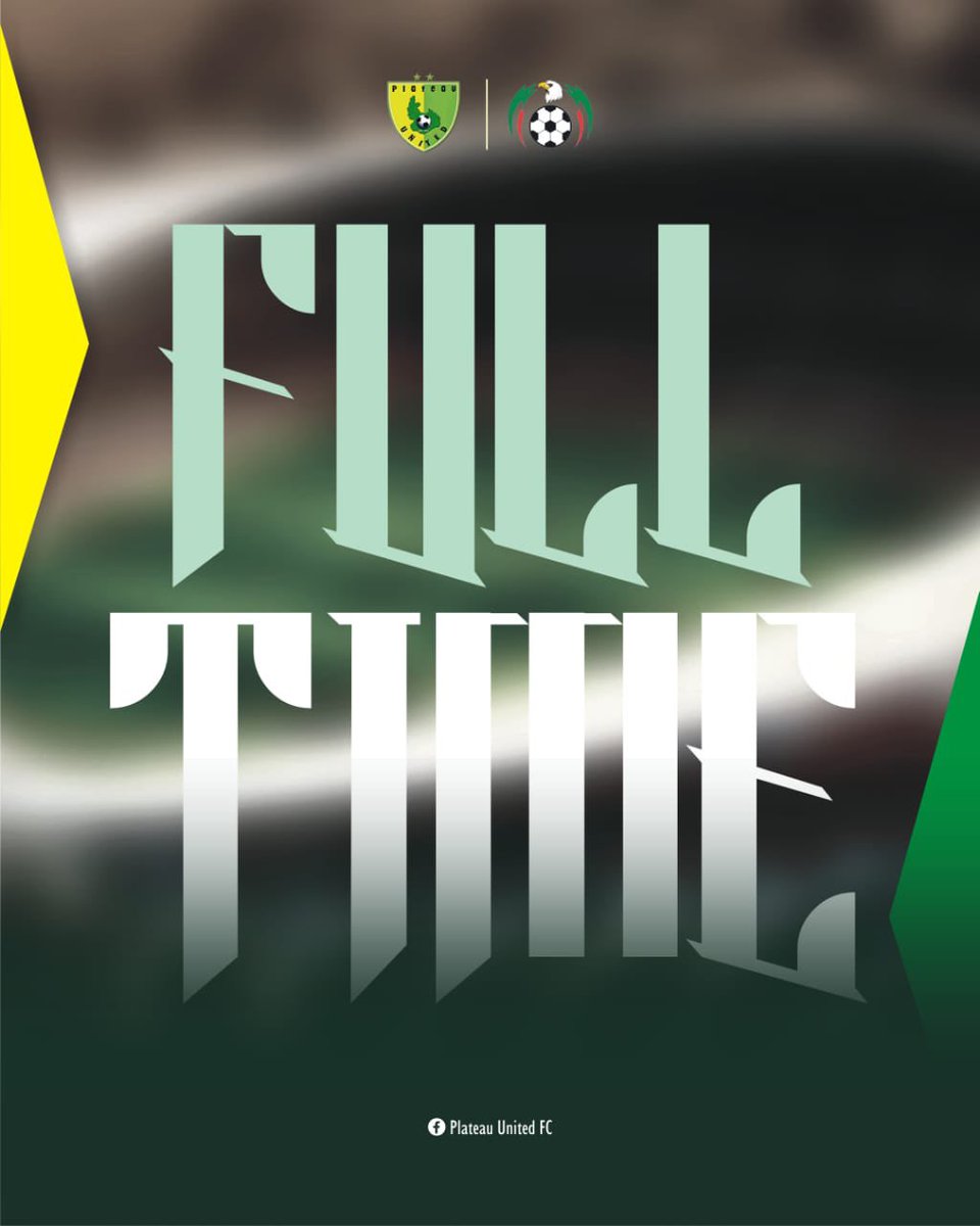plateau_united's tweet photo. 90+
Full time.
🟢 1-0 🌟
#NPFL25 #KATPLA #UNITED https://t.co/p2pmVJkqRG